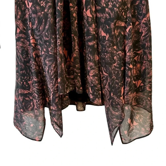 ALLSAINTS Nichola Rosalyn Dress S Black Floral Chiffon Smock Waist Gray $260 - Picture 9 of 12